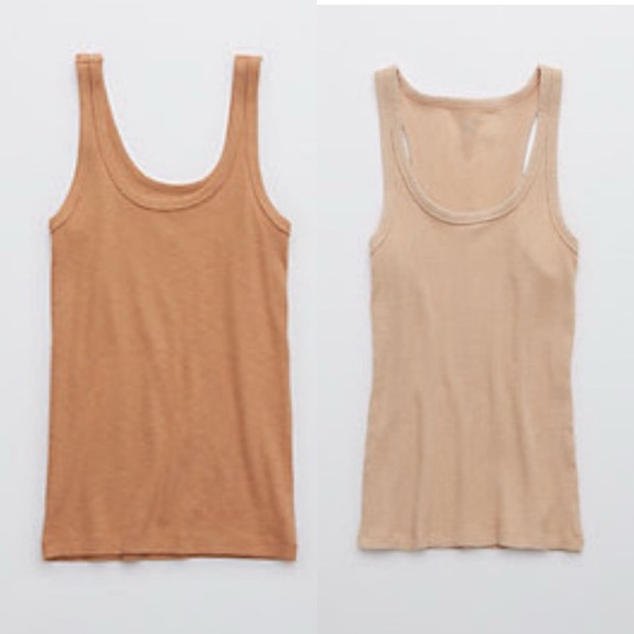 aerie Tops - Aerie Bundle of 2- No BS waffle tank tops in Toasty and Sands size XS